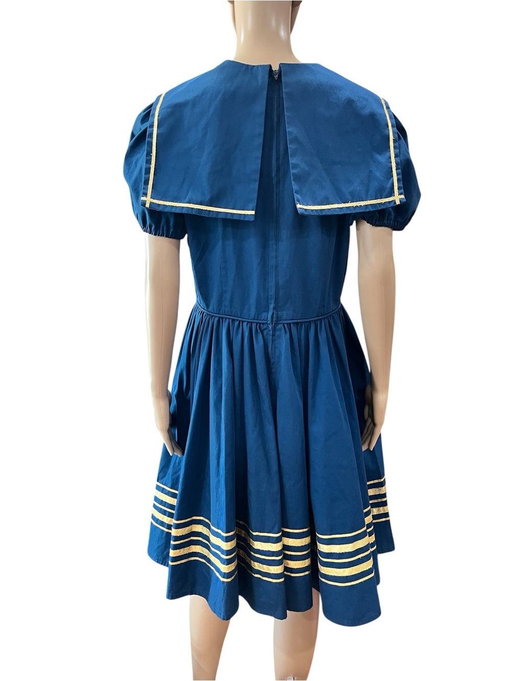 Vintage Style Blue Sailor Dress | Handmade Nautical Middy Pinup Dresee-M/L - Picture 8 of 8